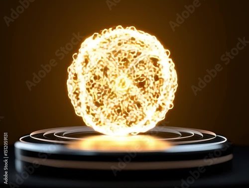 Explore atomic structure with glowing orbital model concept for future technology and scientific innovation.