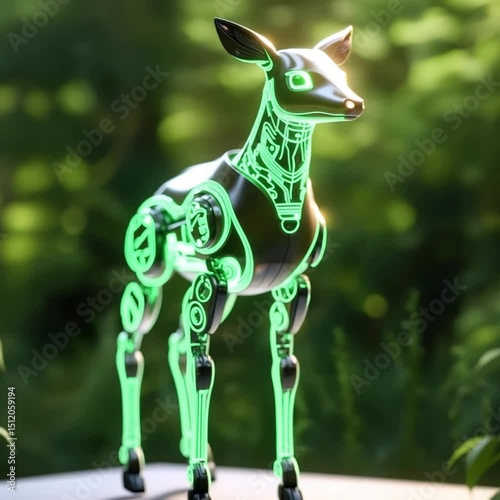 Explore this futuristic metallic creature with circuit design element a concept for technology.