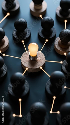 Illumination concept with a light bulb representing idea generation and connection.
