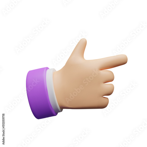 3d hand with one finger. Three-dimensional vector illustration palm pistol. Human gesture for communication. Icon design for media, application, shopping, marketing network. Add your product