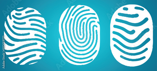 Digital white fingerprint on blue background stock illustration