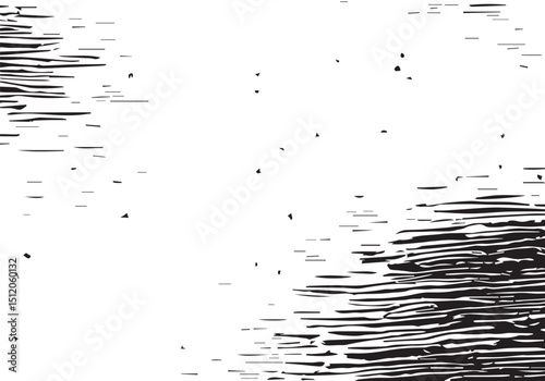 Abstract Black and White Grunge Texture Featuring Horizontal Distressed Lines. Distressed texture. Monochrome texture. 