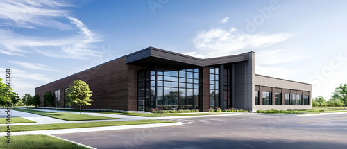 Modern Office Building Exterior With Unique Facade Design