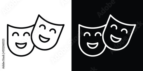 Theater masks icon. Simple element illustration. outline and flat symbol design