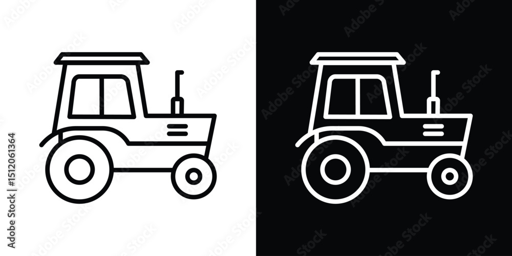 Naklejka premium Tractor icon. Simple element illustration. outline and flat symbol design