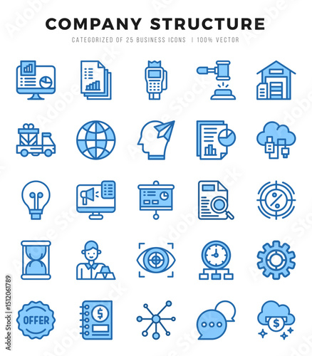 Company Structure. Two Color icons Pack. vector illustration.