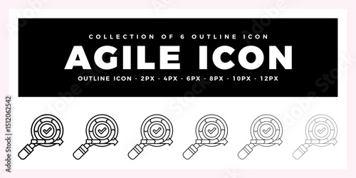 Pack of 6 Outline Vector Agile icon