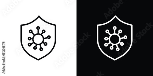 Virus protection shield icon. Simple element illustration. outline and flat symbol design
