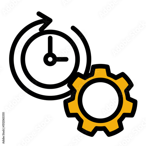 Time Tracker Icon - Color Lineal Style for Productivity and Deadline Management.