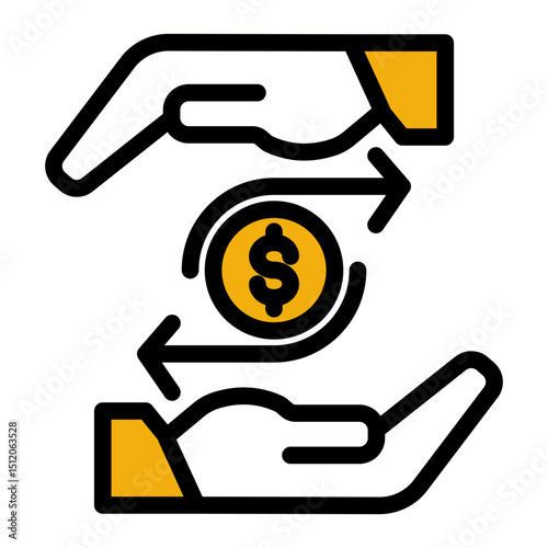 Financial Distribution Icon - Color Lineal Style for Money Management.