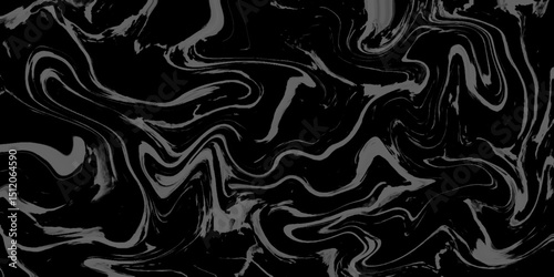 Gray irregular pattern set against a black background. Luxurious emerald, black marble abstract texture for elegant interior design and stone surfaces. liquid metal close-up, wide horizontal banner. 