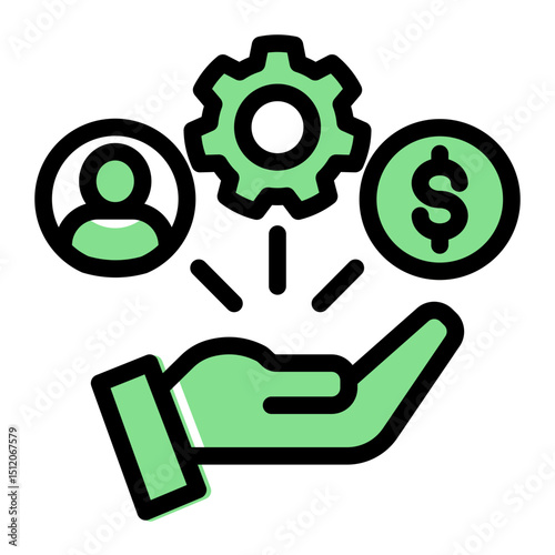 Human Resource Allocation Icon - Glyph Color Lineal Style for Management.
