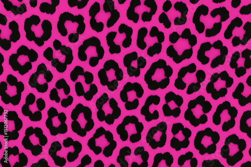 Vibrant pink leopard print pattern ideal for backgrounds, textiles, or fashion designs. Bold and playful, this design brings energy and flair to various creative projects.