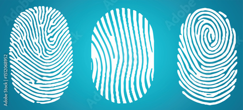 Three white fingerprint set. Hiquality finger track