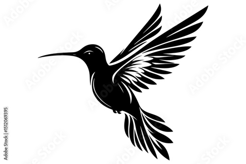 "Hummingbird Silhouette Vector – Elegant Flying Bird Tattoo Design"

