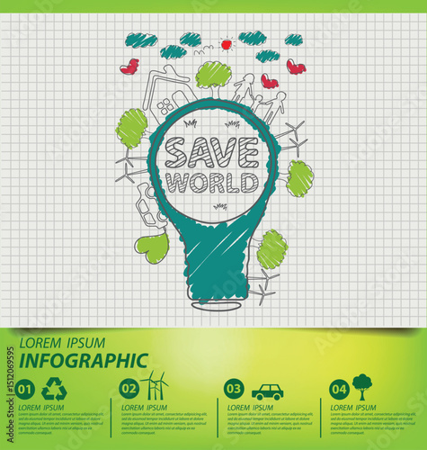 Creative drawing ecology concept. vector illustration.