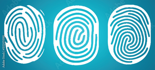 fingerprint set on blue background