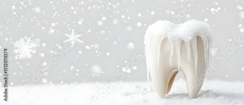 White Tooth Covered In Snow Drips