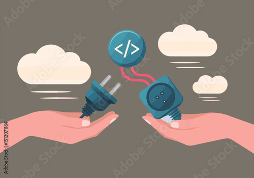 hand holding cloud computing concept Vector Illustration