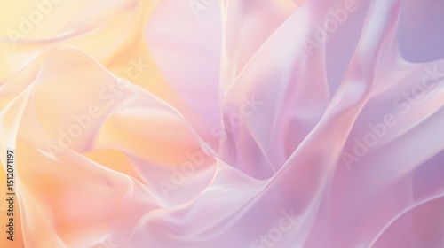 A soft flowing abstract background with delicate translucent fabric in pastel shades of peach and purple