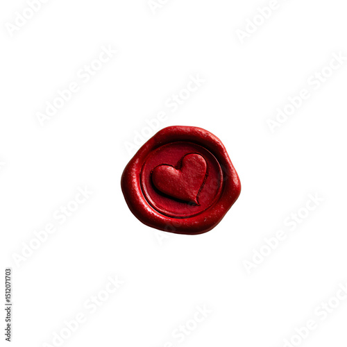 A red wax seal with a heart imprint, symbolizing love, security, and a heartfelt message of affection.