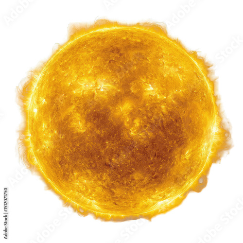A vibrant, round, golden sun