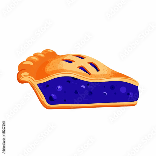 Slice of Blueberry Pie with a Lattice Crust in Vibrant Colors