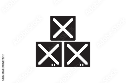 Cargo boxes silhouette vector art illustration on white background
