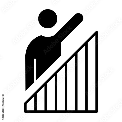 Icono de gráfica de crecimiento personal. Superación individual, desarrollo humano, avance constante y mejora progresiva. Ilustración vectorial