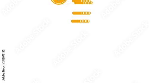 Animation of stacks of coins arranged in a bar graph, Saving money concept.Isolated on white background.HD video.