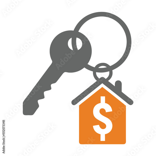 Real Estate Key and House Vector Logo with Dollar Sign.
