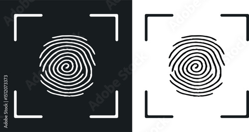 Thumbprint scanning, biometric, access, security, protection thin line icon symbol. Vector illustration