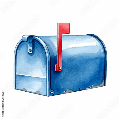 Watercolor Illustration of a Classic Mailbox 