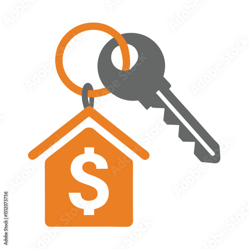 Real Estate Key and House Vector Logo with Dollar Sign.