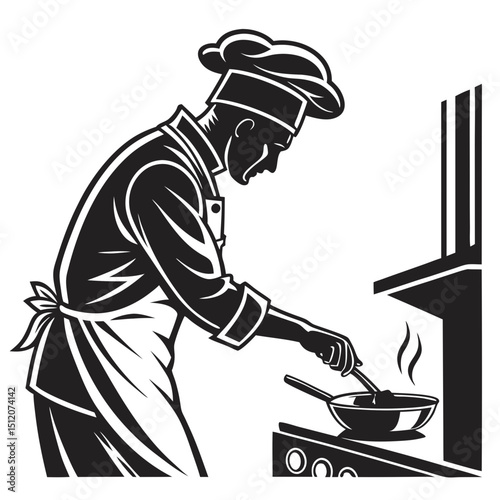 Chef cooking in a restaurant kitchen