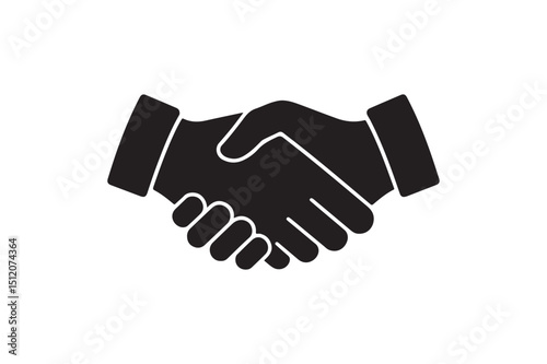 Handshake silhouette vector art illustration on white background