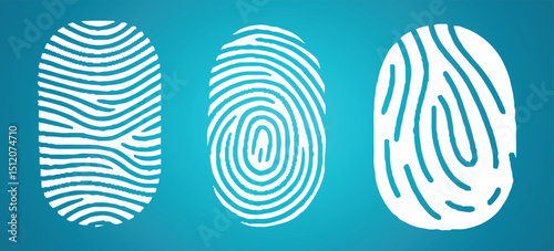 collection of fingerprint shapes with editable stroke. 
