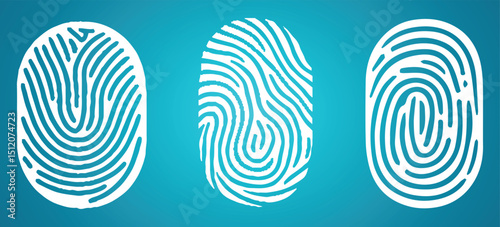 collection of fingerprint shapes with editable stroke. 