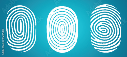 Set of fingerprint line vector icons. Editable stroke.