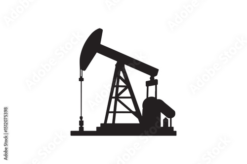 Oil rig silhouette vector art illustration on white background