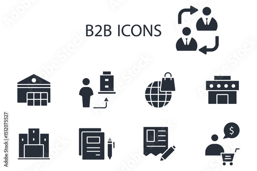 b2b icon set.vector.Editable stroke.linear style sign for use web design,logo.Symbol illustration.