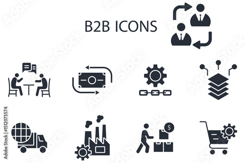 b2b icon set.vector.Editable stroke.linear style sign for use web design,logo.Symbol illustration.