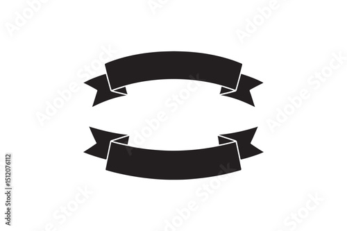 Ribbons silhouette vector art illustration on white background