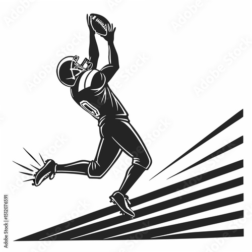 American football player making a catch