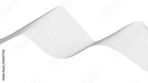 Abstract black lines wave curve motion on white background. Wavy line horizontal divider outline minimalist background. 
