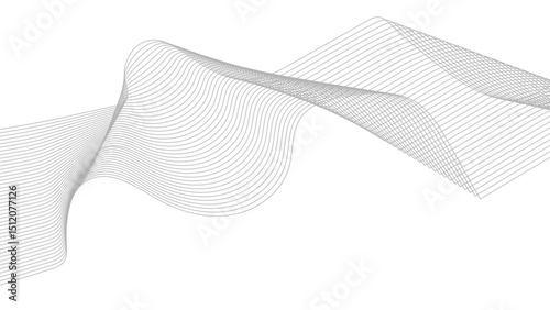 Abstract black lines wave curve motion on white background. Wavy line horizontal divider outline minimalist background. 