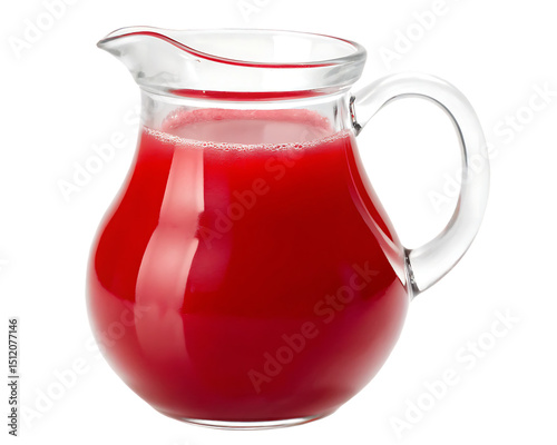 Red juice in glass pitcher isolated on white background png isolated on a white background