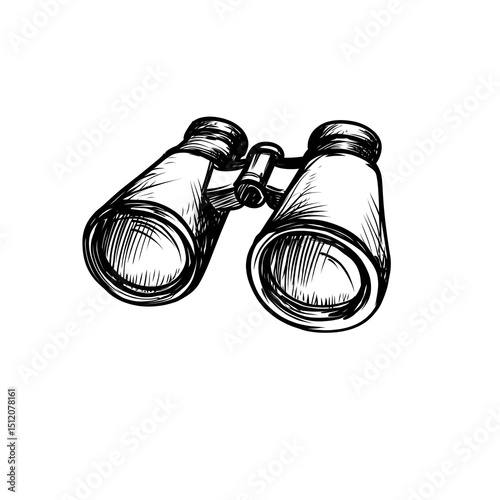 Hand-drawn binoculars sketch symbolizing sightseeing and adventure.