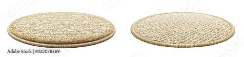 Beige Round Carpet Texture 3D Render Isolated on Transparent Background, rug, texture, carpet