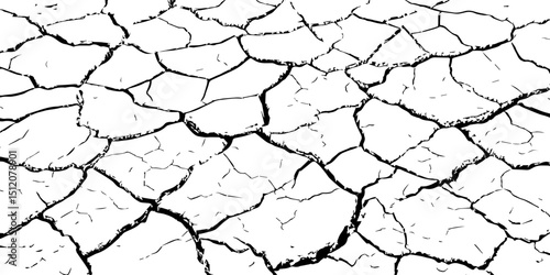 Vector background. Desert backdrop.The cracks texture white and black.Cracks in dry surface soil texture	